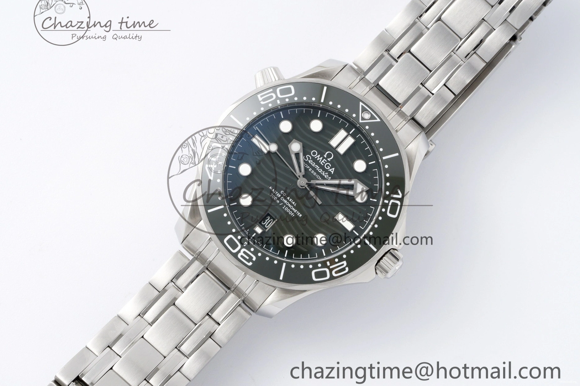0322 Seamaster Diver 300M ZF 1:1 Best Edition Green Ceramic Green Dial on SS Bracelet A BestValue 7825